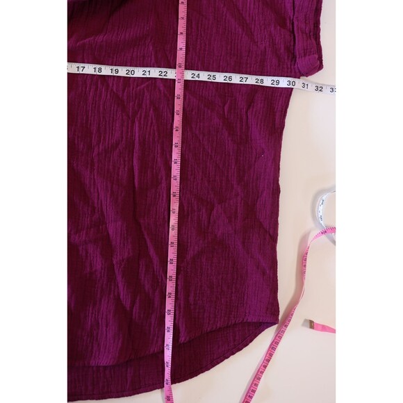 Pact Organic Coastal Boxy Gauze Oversized Shirt Sangria Beachy Lagenlook M/L - Picture 7 of 9